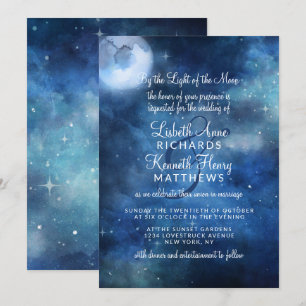Lunar Sky Full Moon Celestial Stars Wedding Invitation