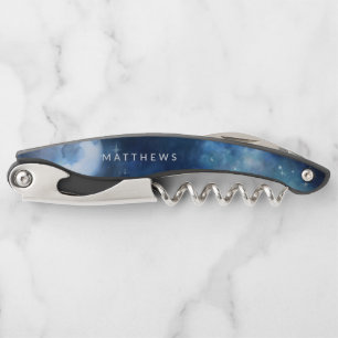 Lunar Sky Full Moon Celestial Wedding Monogram Corkscrew