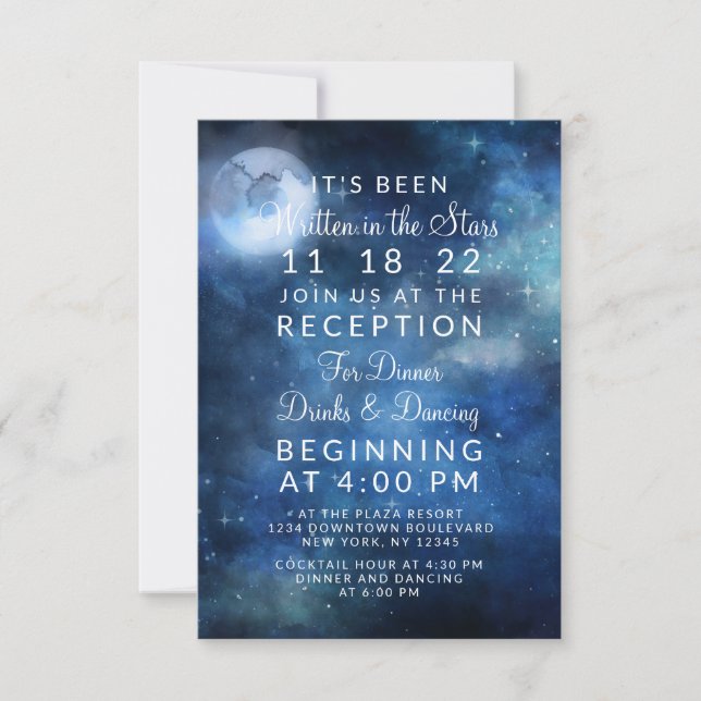 Lunar Sky Full Moon Celestial Wedding Reception Invitation (Front)