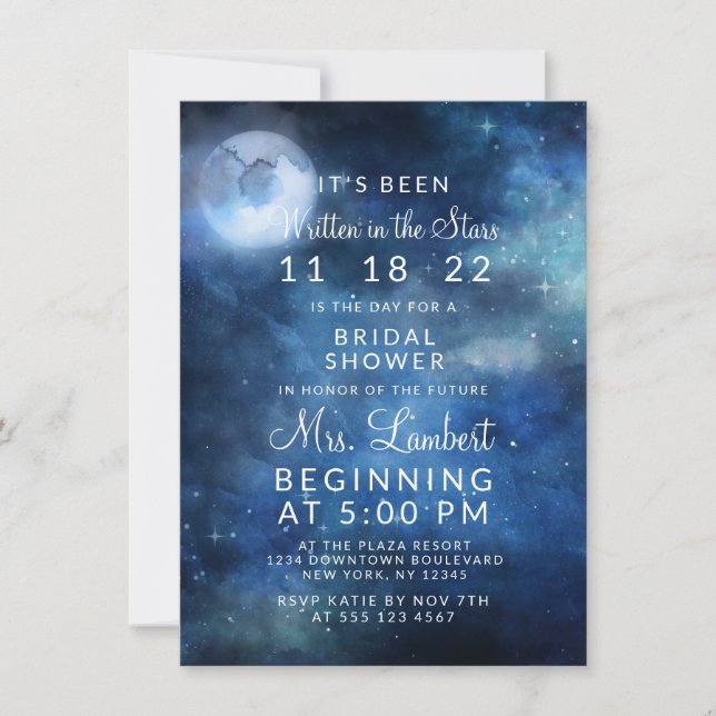 Lunar Sky Full Moon Galaxy Wedding Bridal Shower Invitation (Front)