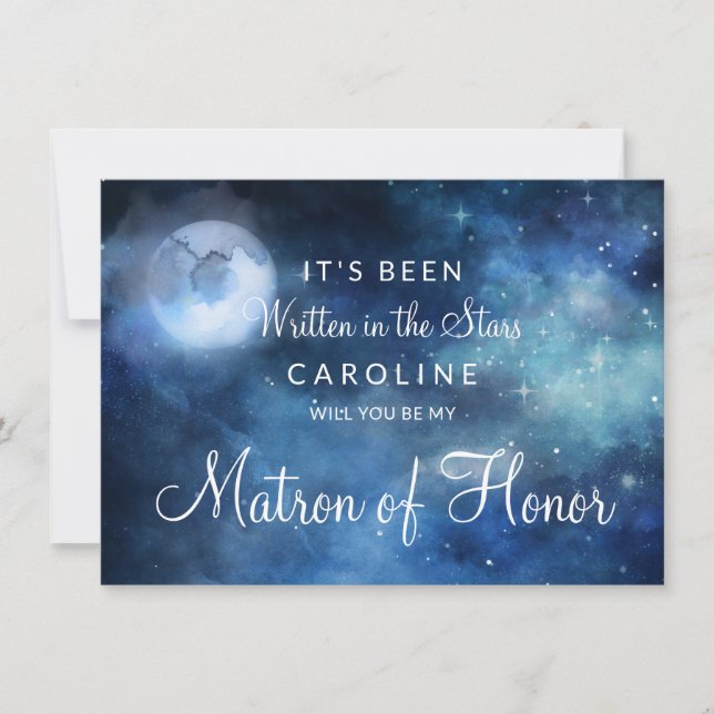 Lunar Sky Full Moon Matron of Honour Proposal Card (Front)