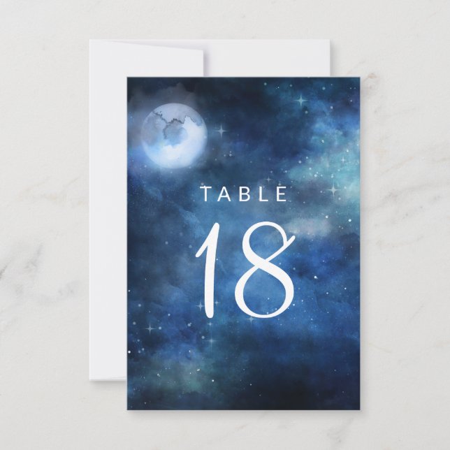 Lunar Sky Full Moon Seating Wedding Table Numbers (Front)