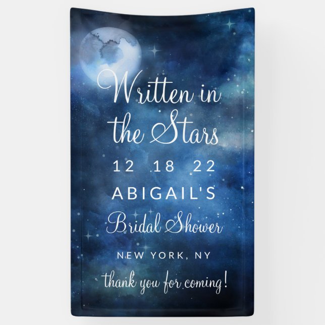 Lunar Sky Full Moon Stars Bridal Shower Welcome Banner (Vertical)
