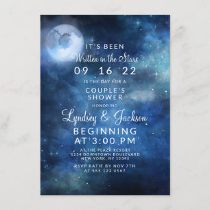 Lunar Sky Full Moon Stars Couple's Wedding Shower Invitation