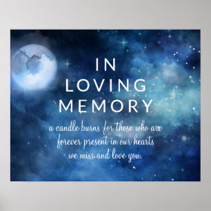 Lunar Sky Full Moon Stars In Loving Memory Sign