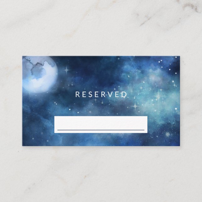 Lunar Sky Full Moon Stars Reserved Seating Wedding Place Card (Front)