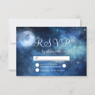 Lunar Sky Full Moon Stars Wedding RSVP Response