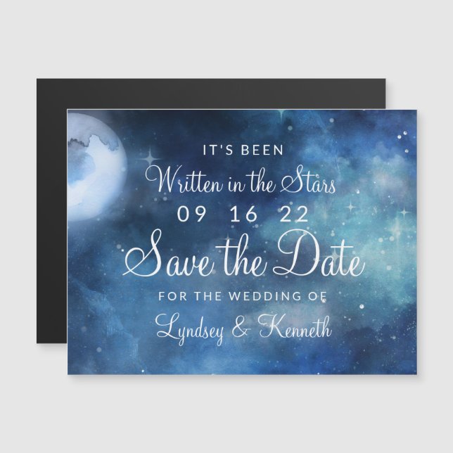 Lunar Sky Full Moon Stars Wedding Save the Date (Front/Back)