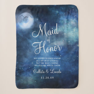 Lunar Sky Full Moon to the Maid of Honour Quote Sherpa Blanket