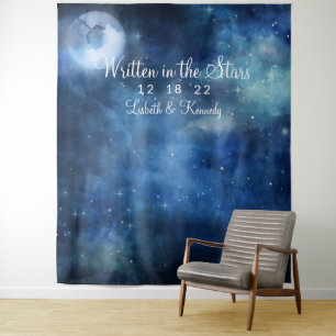 Lunar Sky Full Moon Wedding Photo Booth Backdrop Tapestry