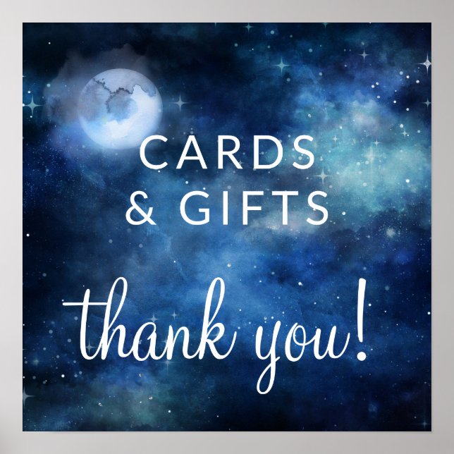 Lunar Sky Moon Cards & Gifts Wedding Table Sign (Front)