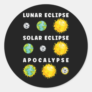 Lunar Solar Eclipse Apocalypse Astronomy Nerd Scie Classic Round Sticker