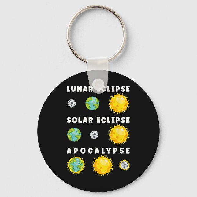 Lunar Solar Eclipse Apocalypse Astronomy Nerd Scie Key Ring (Front)