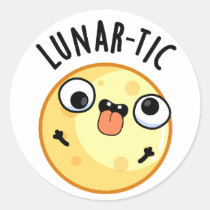 Lunar-tic Funny Astronomy Moon Pun Classic Round Sticker