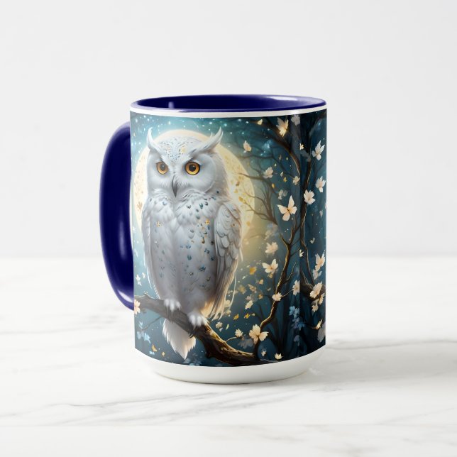 Lunar Vigil: The White Snow Owl Mug (Front Left)