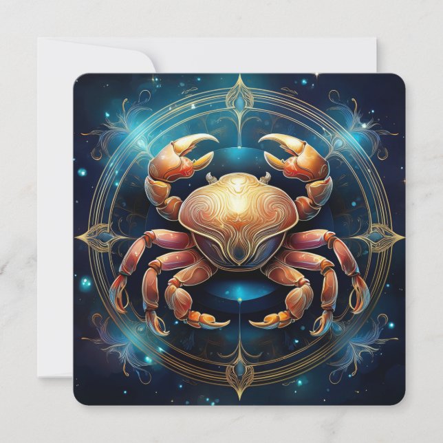 Lunar Warden Mystical Crab Celestial Coastal Art Card (Front)