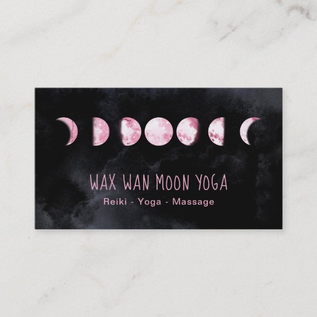 *~* Lunar Wax Wan Full Pink Moon Phases Luna Business Card (Front)