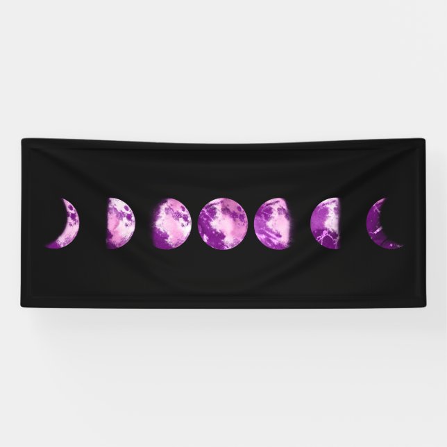 ** Lunar Wax Wan Full Purple Violet  Moon Phases   Banner (Horizontal)