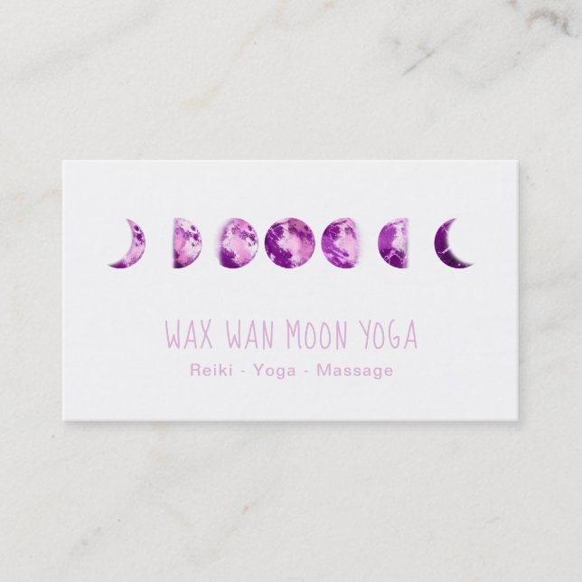*~* Lunar Wax Wan Full Purple Violet  Moon Phases Business Card (Front)