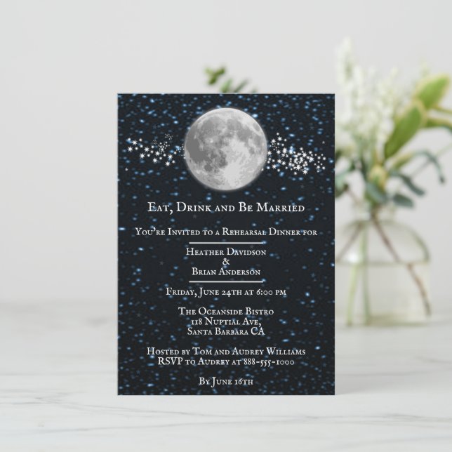 Lunar Wedding Rehearsal Dinner Invitation (Standing Front)