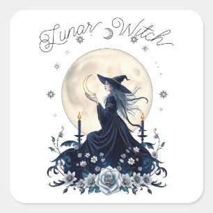 Lunar Witch Celestial Art Personalised Square Sticker