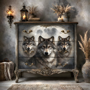 Lunar Wolf Pack Decoupage Tissue Paper