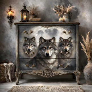 Lunar Wolf Pack Decoupage Tissue Paper