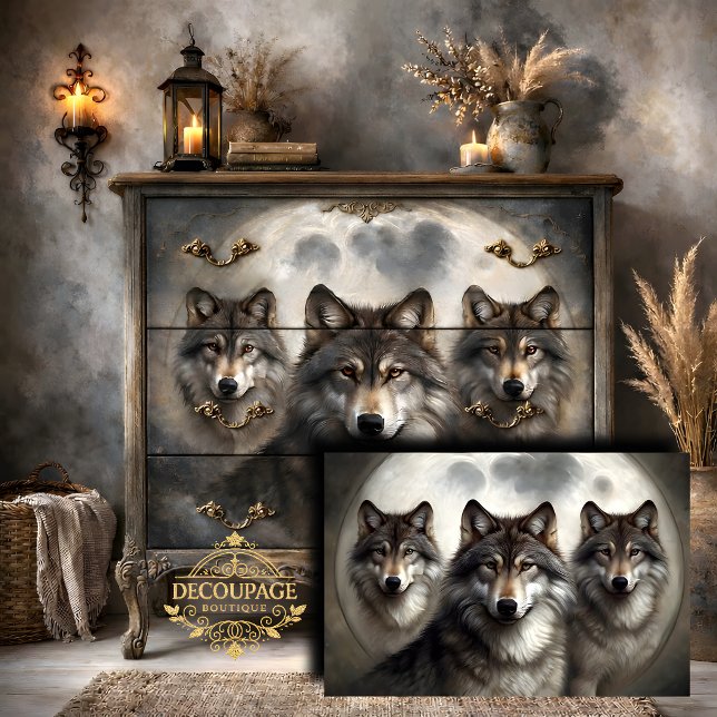 Lunar Wolf Pack Decoupage Tissue Paper (Lunar Wolf Pack Decoupage Tissue Paper)