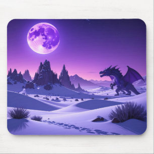 Lunar Wyrm – Purple Dragon Under the Moon Mousepad