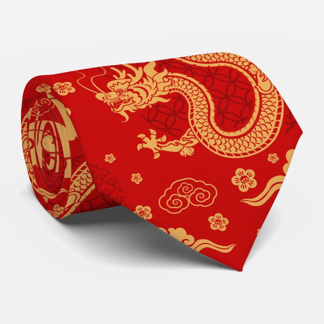 Lunar Year Dragon pattern Chinese Lunar year 2024 Tie (Rolled)