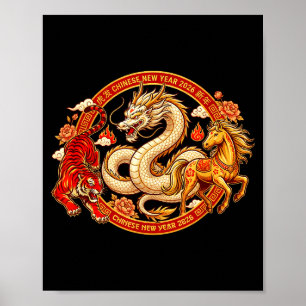 Lunar Zodiac Dragon Tiger Horse Harmony Chinese Ne Poster