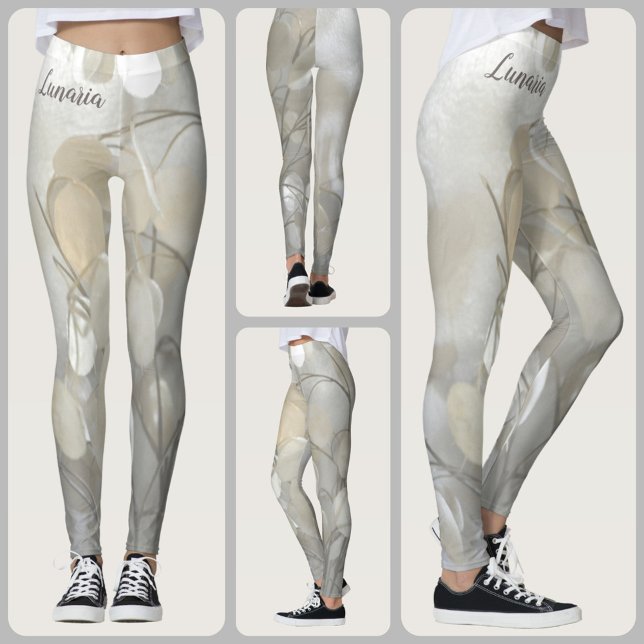Lunaria Silver Dollar Floral White Chic Leggings (Creator Uploaded)