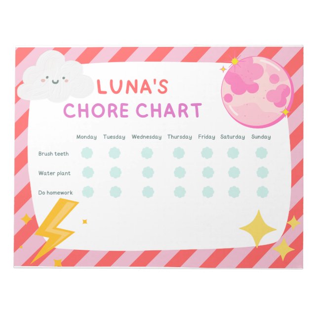 Luna's Chore Chart Notepad (Front)