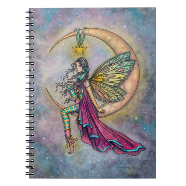 Luna's Perch Fairy on Moon Fantasy Art Notebook (Front)