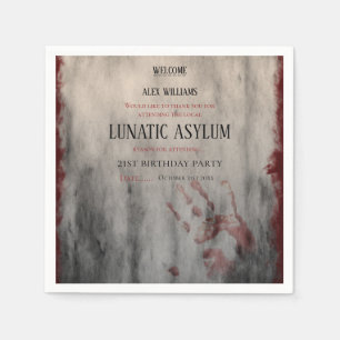 Lunatic Asylum Halloween Birthday Napkin