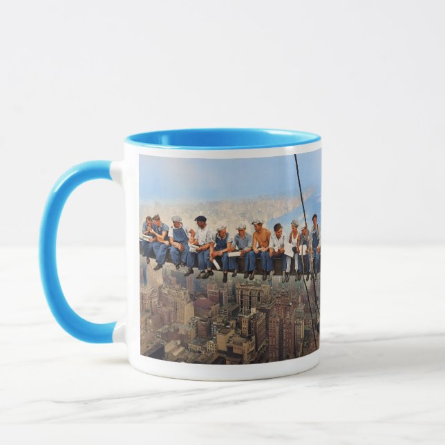 Lunch Atop A Skyscraper 1932 NYC Remastered Colour Mug (Left)