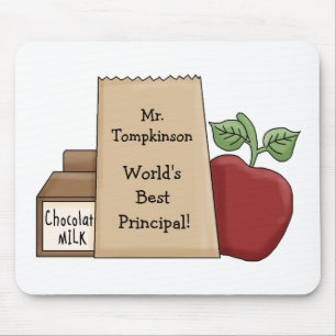 Lunch bag/Apple-World's Best Principal! Mouse Mat