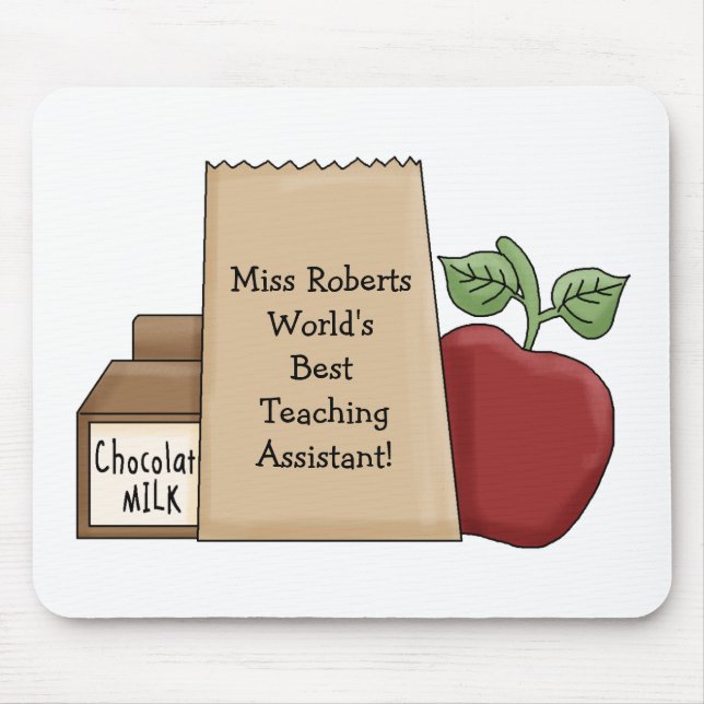 Lunch bag/Apple-World's Best Teaching Assistant! Mouse Mat (Front)