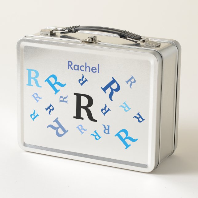Lunch Box - Jumbled Letters in Blue (Front)