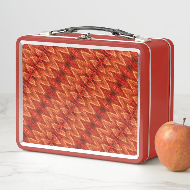 Lunch Box - Snakeskin Pattern in Reds (In Situ)