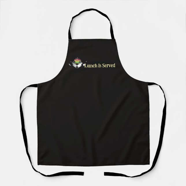 Lunch Is Served Black  Apron (Front)