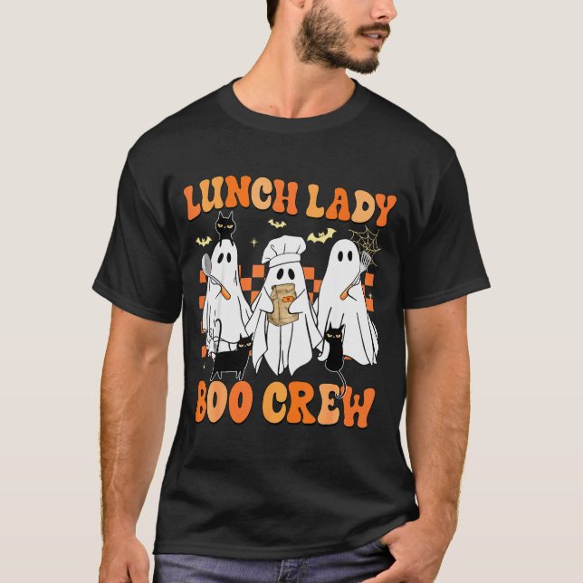 Lunch Lady Boo Crew Ghost Chef Funny Cafeteria Wor T-Shirt (Front)