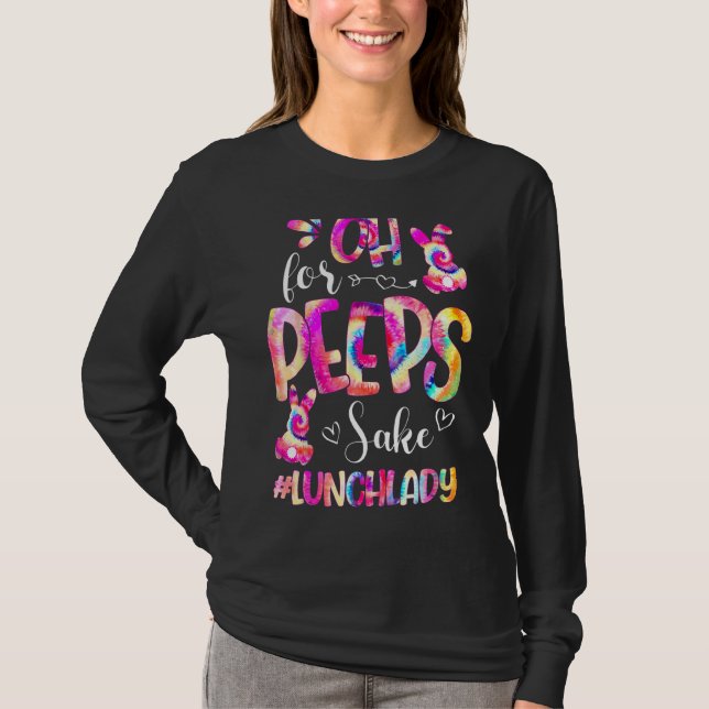 Lunch Lady Cafeteria Easter Bunny Rabbit Eggs Tie  T-Shirt (Front)