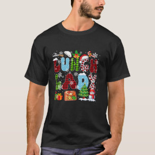 Lunch Lady Christmas Tree Leopard Santa Snowman Jo T-Shirt