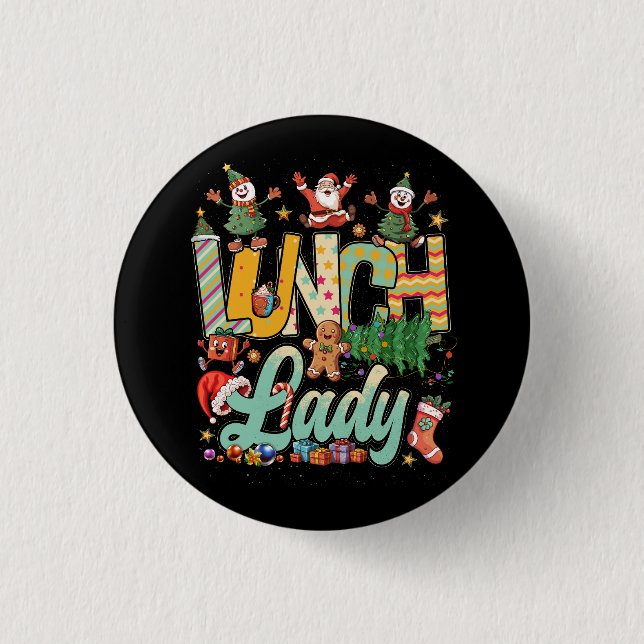 Lunch Lady Christmas Tree Santa Matching Xmas Lunc 3 Cm Round Badge (Front)