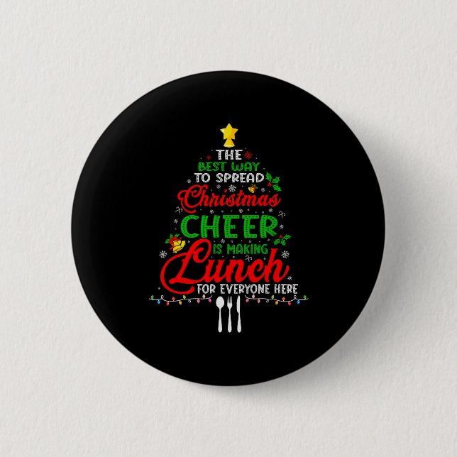 Lunch Lady Christmas Xmas School Cafeteria Lunch L 6 Cm Round Badge (Front)