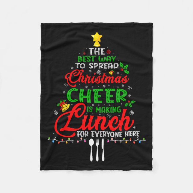 Lunch Lady Christmas Xmas School Cafeteria Lunch L Fleece Blanket (Front)