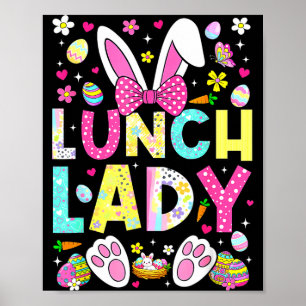 Lunch lady crew funny bunny cafeteria family easte poster