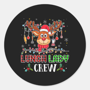 Lunch Lady Crew Reindeer Cafeteria Lady Xmas Holid Classic Round Sticker