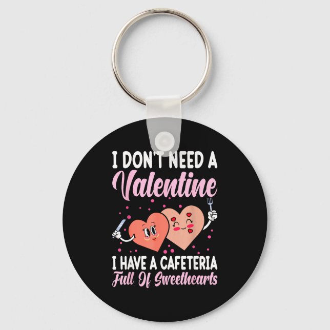 Lunch Lady Gift Co. Funny Valentine's Day - Black  Key Ring (Front)